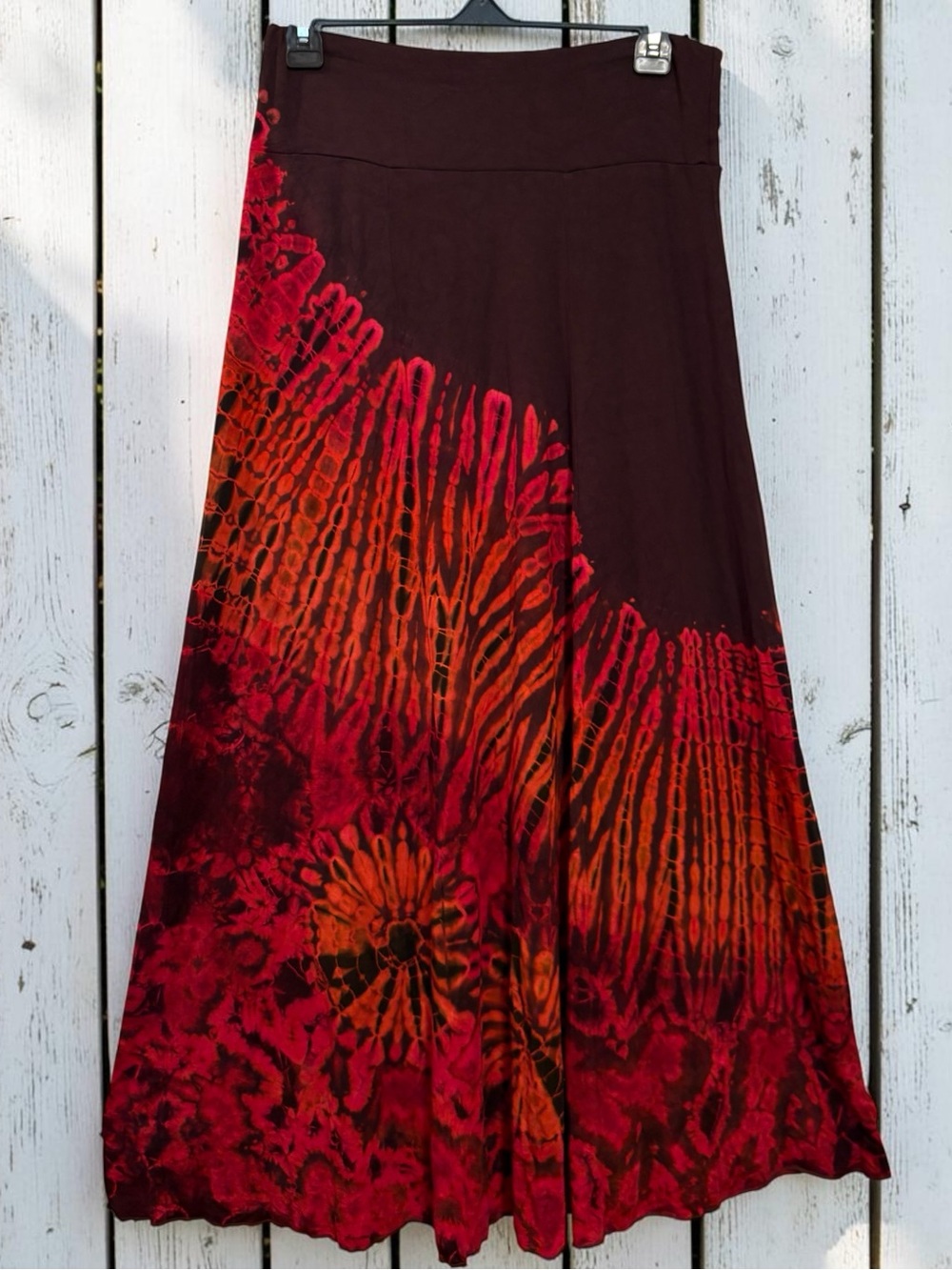 Earthbound Trading Co. Boho Tie-Dye Maxi Skirt Brown/Red Women’s Large